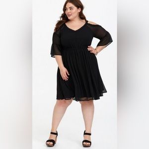 NWT Torrid Black Chiffon Cold Shoulder Skater Dress